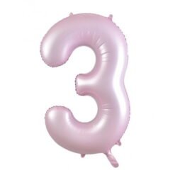 Matt Pastel Pink Numeral 3 Foil Balloon 86cm