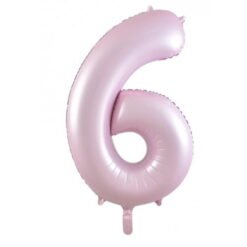 Matt Pastel Pink Numeral 6 Foil Balloon 86cm