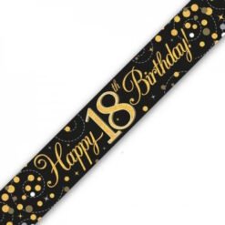 18th Birthday Black & Gold Banner