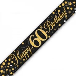 60th Birthday Black & Gold Banner