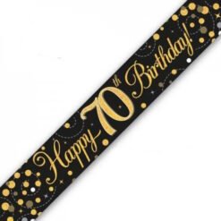70th Birthday Black & Gold Banner