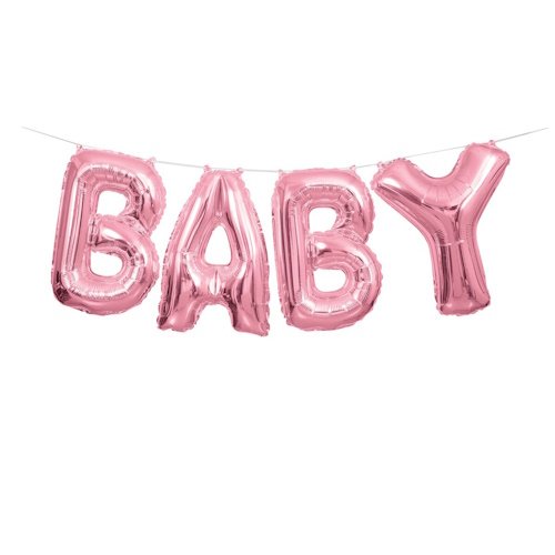 “Baby” Pink Foil Letter Balloon Banner Kit - Image 2