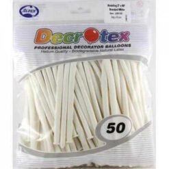 Package of 50 Decratex professional decorator balloons, white, in a clear plastic bag (Alpen brand).