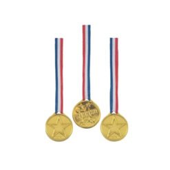 Gold Plastic Winner Medals Pack of 3