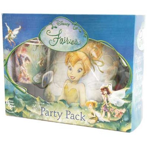Disney Fairies Party Pack box with images of Tinker Bell and friends, packaging shows 'Disney Fairies' and 'Party Pack' text