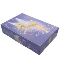 Purple gift box featuring Tinker Bell flying with a starry purple backdrop.