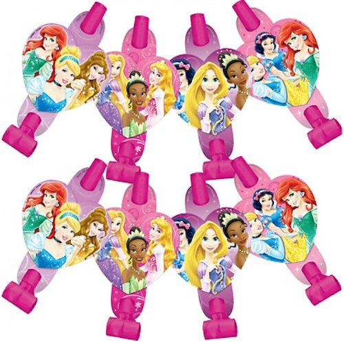 Pack of pink elastic hair ties with round charms featuring Disney princesses, repeated pattern.