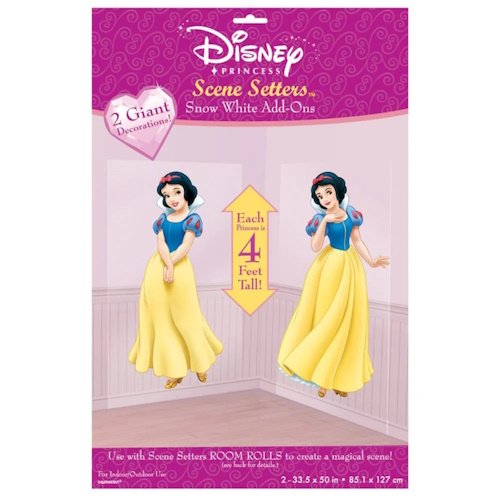 Disney Princess Scene Setters package with two life-size Snow White cutouts for room decorating; each princess stands about four feet tall.