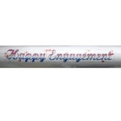Banner reading 'Happy Engagement' with confetti and heart decorations.