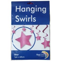 Package for Hanging Swirls: blue label with pink stars and ribbons, five-piece set (60 cm each) by fiveSTAR.