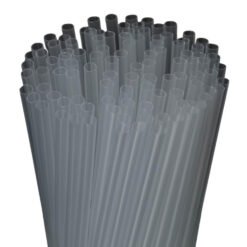 A large bundle of gray hollow plastic tubes standing upright with open ends facing upward.
