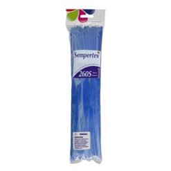 Package of Sempertex 260S blue latex balloons for balloon twisting or decorating surfaces.