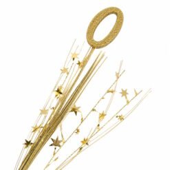 Gold glitter halo wand with star-streaks, on a white background, decorative party prop