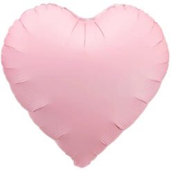 Pink heart-shaped foil balloon on a white background, glossy and inflated.