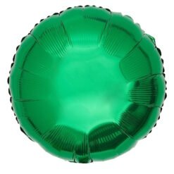 Green round foil balloon on a white background