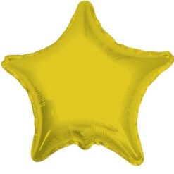Yellow metallic star-shaped foil balloon (decorative party balloon)