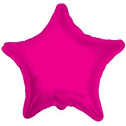 Pink star-shaped foil balloon on a white background