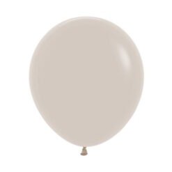 Cream-colored party balloon with tied knot, isolated on white background.