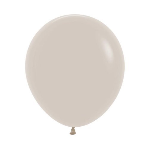 Cream-colored party balloon with tied knot, isolated on white background.