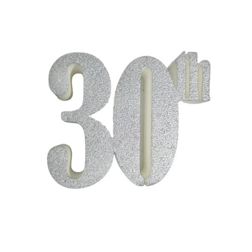 30th Silver Glitter Foam 13cm