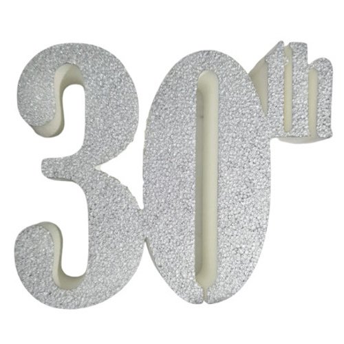 30th Silver Glitter Foam 25cm