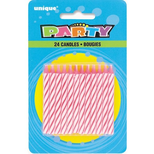 Pink Spiral Candles 24 Pack