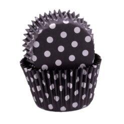 Patty Pans Black & Silver Polka Dot 20Pk