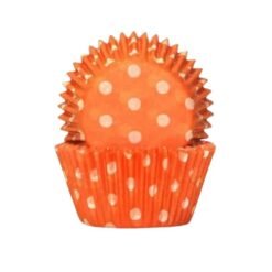 Patty Pans 408 Orange & White Polka Dot 20Pk